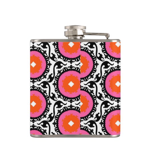 Rosa Suzani Muster Flachmann (Rückseite)