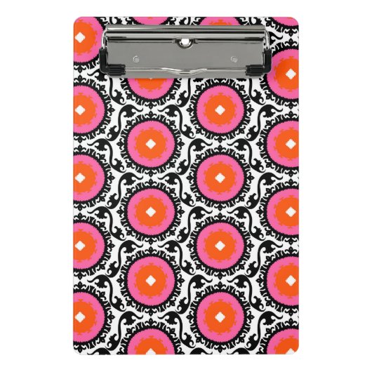 Rosa Suzani Muster Mini Klemmbrett (Vorderseite)