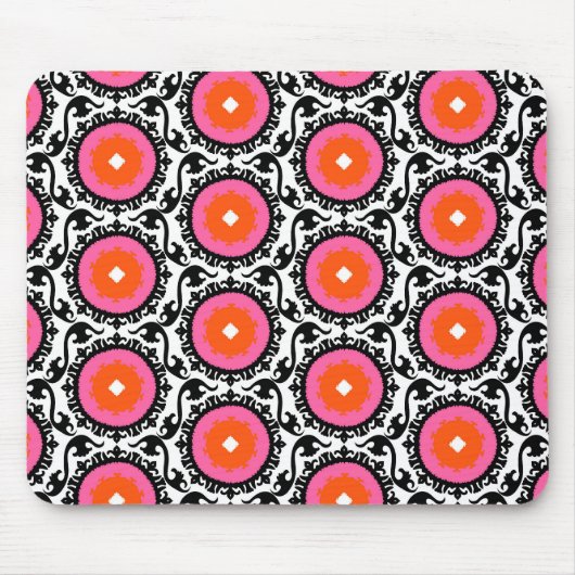 Rosa Suzani Muster Mousepad (Vorne)