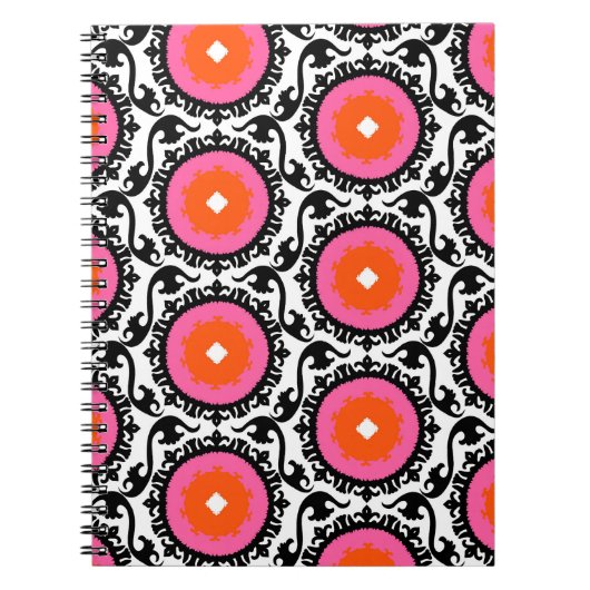 Rosa Suzani Muster Notizblock (Vorderseite)