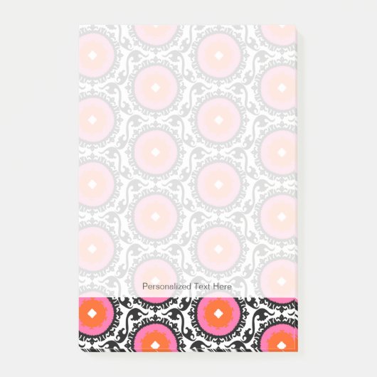 Rosa Suzani Muster Post-it Klebezettel (Vorderseite)