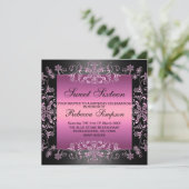 Rosa Sweet16 Schneestaub zum Geburtstag einladen Einladung (Stehend Vorderseite)