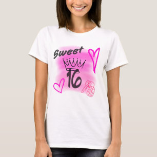 Rosa Sweet 16 Airbrush-Ästhetik, gekrönt T-Shirt