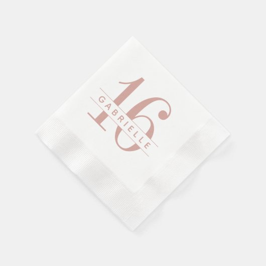 Rosa Sweet 16 Birthday Monogram Name Serviette (Ecke)