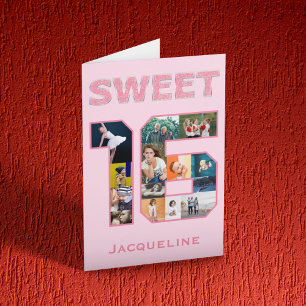 Rosa Sweet 16 Geburtstagskarte Karte