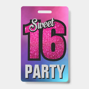 Rosa Sweet 16 Geburtstagsparty Einladungskarte Ausweis