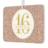 Rosa Sweet 16 Rose Gold Glitzer Personalisiert Autolufterfrischer (Links)
