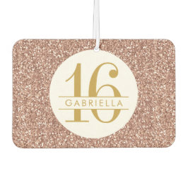 Rosa Sweet 16 Rose Gold Glitzer Personalisiert Autolufterfrischer