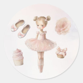 Rosa Sweet Ballerina Klassischer Rundsticker Runder Aufkleber