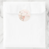 Rosa Sweet Heart Butterfly Wirbel Hochzeitsticker Runder Aufkleber (Tasche)