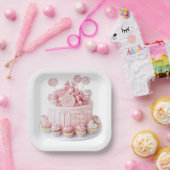 Rosa Sweet One Geburtstag Papier Teller (Party)