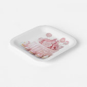 Rosa Sweet One Geburtstag Papier Teller (Gewinkelt)