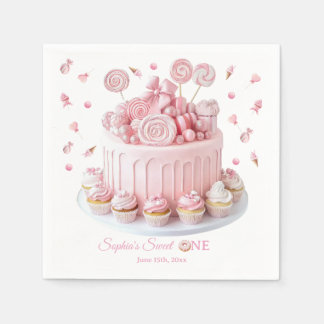 Rosa Sweet One Geburtstagsservietten Serviette