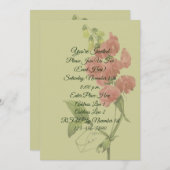 Rosa Sweet Pea Blume Party Einladung (Vorne/Hinten)
