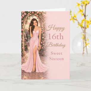 Rosa Sweet Sixteen Geburtstagskarte Karte