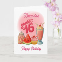 Rosa Sweet Sixteen Geburtstagskarte