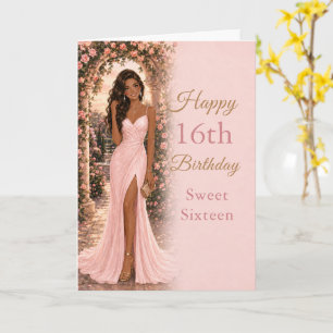 Rosa Sweet Sixteen Geburtstagskarte Karte