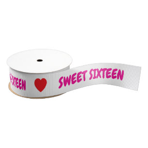 Rosa Sweet Sixteen rote Herzen Ripsband