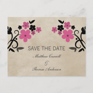 Rosa Sweet Vintag floral Save the Date Postkarte