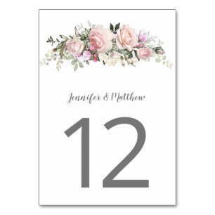 Rosa Sweetheart-Rosen Aquarell-Blumen Tischnummer