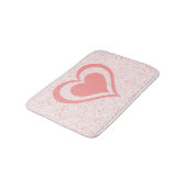 Rosa Swirbel mit Herzklopfmatte Badematte (Schrägansicht)