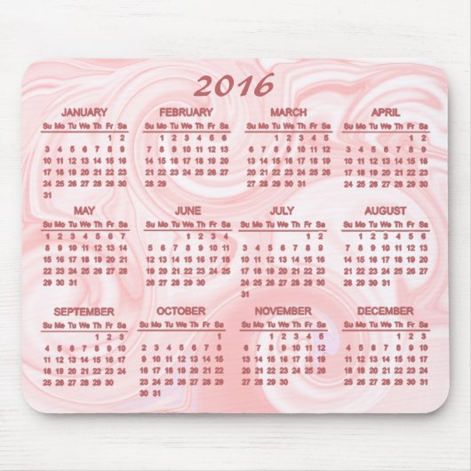 Rosa Swirl 2016 Kalender Mousepad (Vorne)