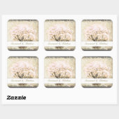 Rosa Swirl Herzleder Tree Hochzeitsstich Siegel Quadratischer Aufkleber (Blatt)