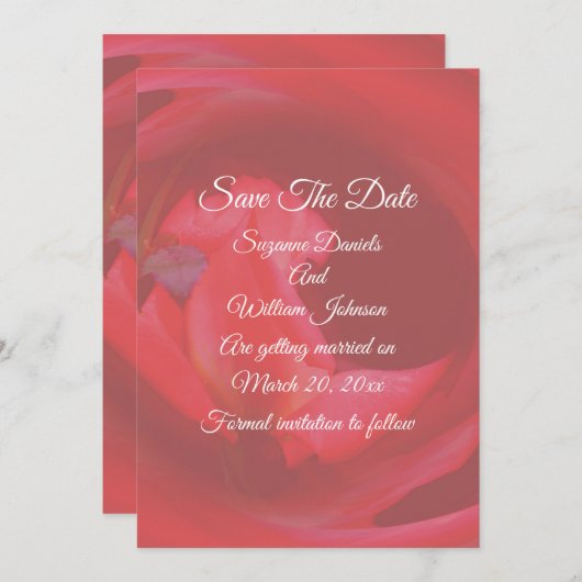 Rosa Swirling Rose Blume Hochzeit Save The Date (Vorne/Hinten)