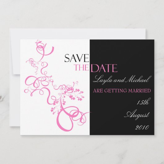 Rosa Swirt Save the Date Einladung (Vorderseite)