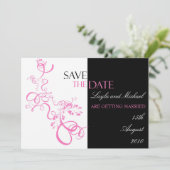 Rosa Swirt Save the Date Einladung (Stehend Vorderseite)
