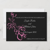 Rosa Swirt Save the Date Einladung (Rückseite)