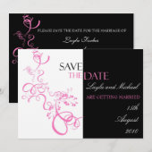 Rosa Swirt Save the Date Einladung (Vorne/Hinten)