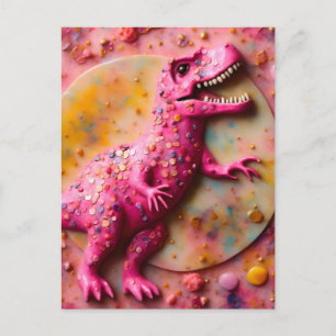 Rosa T-Rex Postkarte
