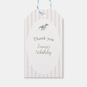 Rosa T-Rex-Tutu-Mädchen-Rechteck-Geschenkanhänger Geschenkanhänger