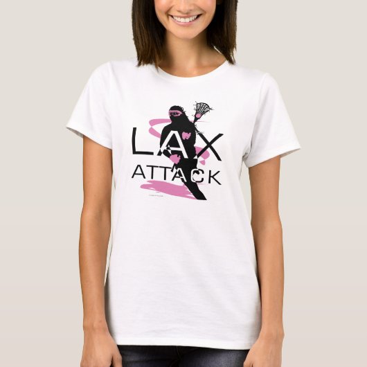 Rosa T - Shirt Lacrosse-Mädchen LAX Attack2 (Vorderseite)