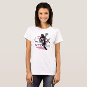 Rosa T - Shirt Lacrosse-Mädchen LAX Attack2 (Vorne ganz)