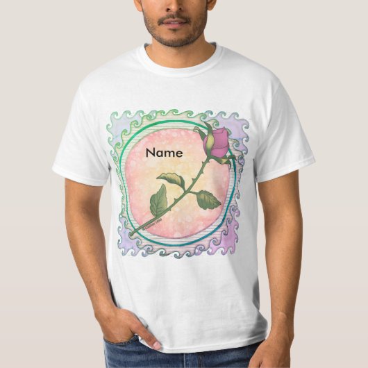 Rosa T-Shirt mit Rose (Vorderseite)