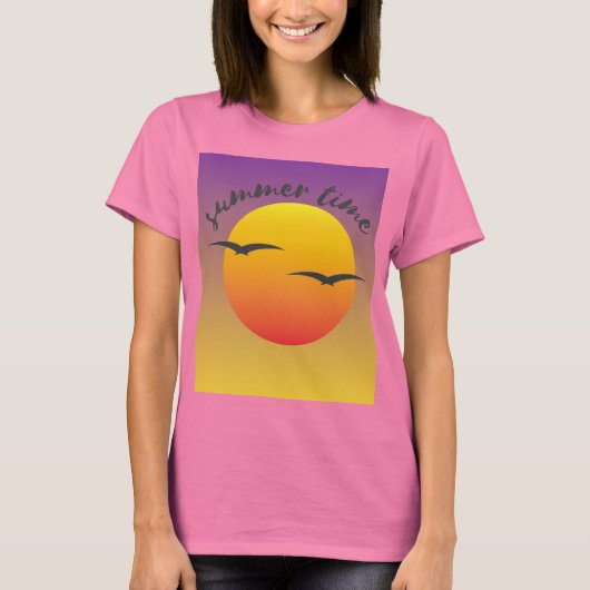 Rosa T-Shirt mit Sommerdesign  (Vorderseite)