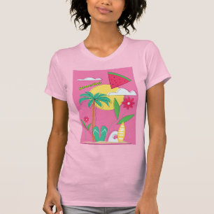 Rosa T-Shirt mit tropischem Sommerfrucht-Motiv