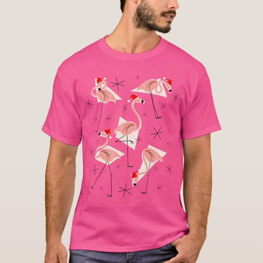 Rosa T - Shirtmänner Flamingo-Sankt T-Shirt (Vorderseite)
