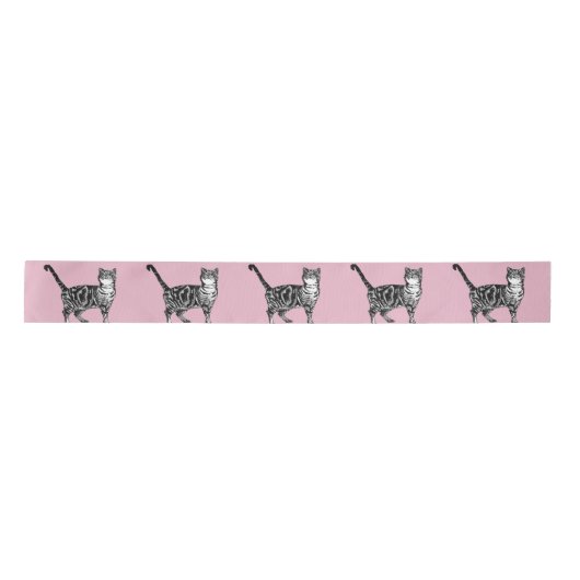Rosa Tabby Katze niedlich Satin Ribbon Satinband (Vorderseite)