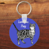 Rosa Tabby Katzen Navy Blue Mans Name Schlüsselrin Schlüsselanhänger (Vorderseite)