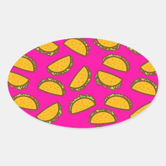 Rosa Tacos Ovaler Aufkleber (Vorderseite)
