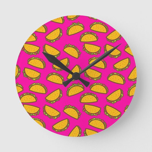 Rosa Tacos Runde Wanduhr (Vorderseite)