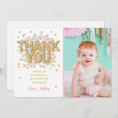 Rosa tadelloser GoldGlitzer-Geburtstag danken Dankeskarte (Vorne/Hinten)