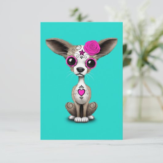 Rosa Tag der Toten Chihuahua (Stehend Vorderseite)