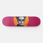 Rosa Tag der Toten Frau Skateboard (Horizontal)