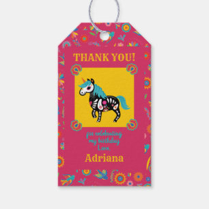 Rosa Tag der Toten Unicorn Geburtstagspartei Geschenkanhänger