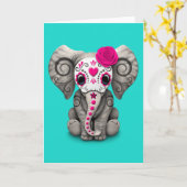 Rosa Tag des toten Elefanten Karte (Gelbe Blume)