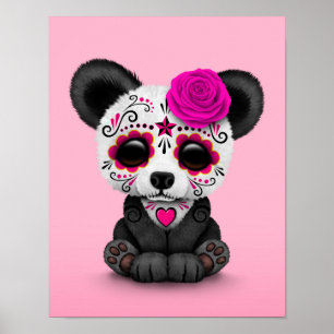 Rosa Tag des toten Zuckers Skull Panda Poster